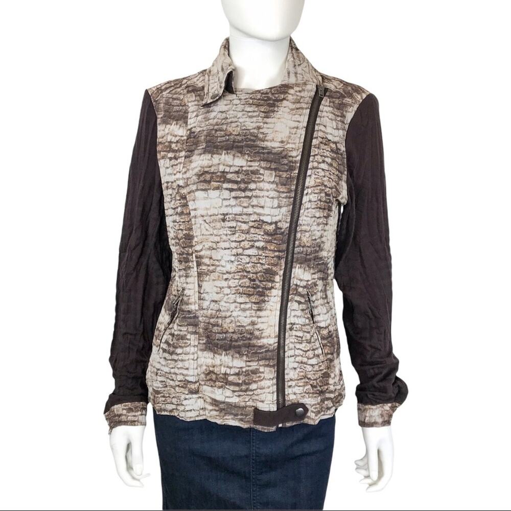 Alberto Makali Moto Jacket Biker Brown & Tan Brick Full Zip Coat L